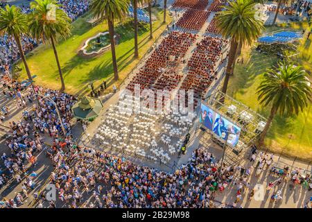 Montevideaner, URUGUAY, MÄRZ - 2020 - Luftbild des Feiergesetzes Annahme von Lacalle Pou Herrera als neuem präsidenten der uruguayischen republik Stockfoto