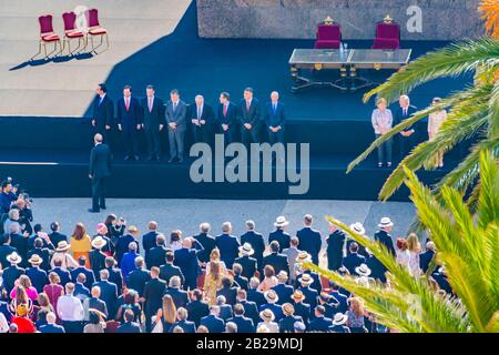 Montevideaner, URUGUAY, MÄRZ - 2020 - Luftbild des Feiergesetzes Annahme von Lacalle Pou Herrera als neuem präsidenten der uruguayischen republik Stockfoto