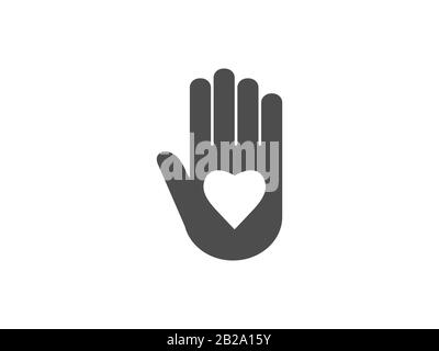 Charity, Hand, Freiwilligensymbol. Vektorgrafiken, flaches Design. Stock Vektor