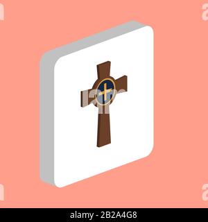 Symbol für einfachen Vektor im Grabstein-Kreuz. Designvorlage für Symbole für Web Mobile UI-Element. Perfektes Farb-Isometrisches Piktogramm auf 3D-weißem Quar Stock Vektor