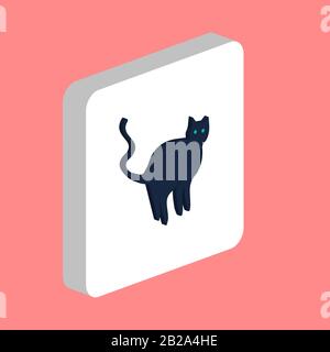 Einfaches Vektorsymbol "Evil Cat". Designvorlage für Symbole für Web Mobile UI-Element. Perfektes farbisometrisches Piktogramm auf 3D-weißem Quadrat. Das Böse Stock Vektor