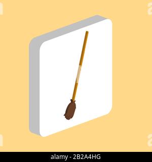 Besom Einfaches Vektorsymbol. Designvorlage für Symbole für Web Mobile UI-Element. Perfektes farbisometrisches Piktogramm auf 3D-weißem Quadrat. Besen i Stock Vektor