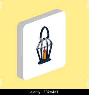 Symbol Für einfachen Vektor der alten Laterne. Designvorlage für Symbole für Web Mobile UI-Element. Perfektes farbisometrisches Piktogramm auf 3D-weißem Quadrat. O Stock Vektor