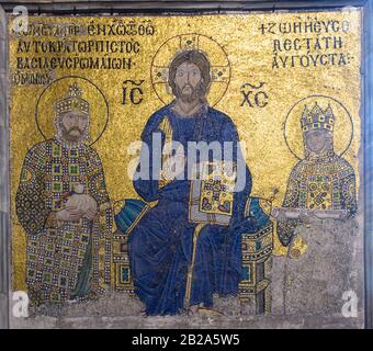 Mosiac aus der Griechisch-orthodoxen Besatzung, der Jesus, Hagia Sofia Museum, Istanbul, Türkei zeigt Stockfoto