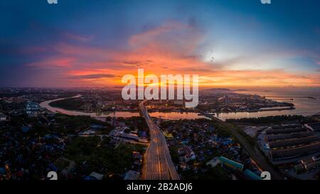 Luftaufnahme von Butterworth, Seberang Perai, Penang, Malaysia Stockfoto