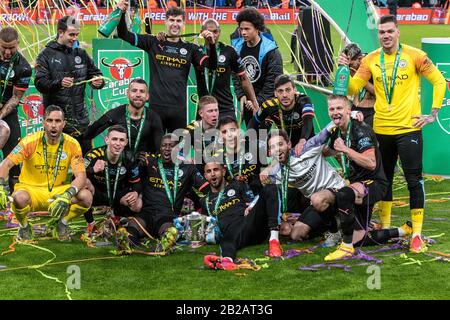 März 2020 im Wembley-Stadion in London, England, Das Finale des Carabao Cup zwischen Aston Villa und Manchester City. (Foto von Sebastian Frej) Stockfoto
