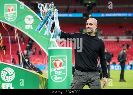 März 2020 im Wembley-Stadion in London, England, Das Finale des Carabao Cup zwischen Aston Villa und Manchester City. (Foto von Sebastian Frej) Stockfoto