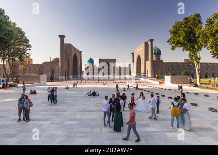 Registan-Platz, Samarkand, Usbekistan, Zentralasien, Asien Stockfoto