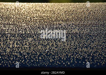 Wasser auf einer Parkbank eintauen Stockfoto