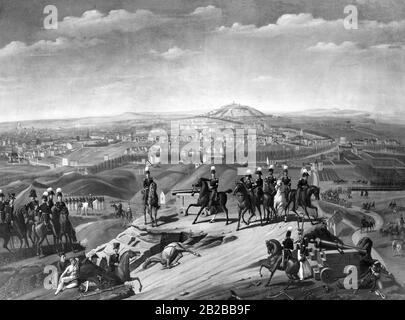 Schlacht von Waterloo von 1815 (Belle Alliance), den verbündeten Monarchen vor Paris. Stockfoto