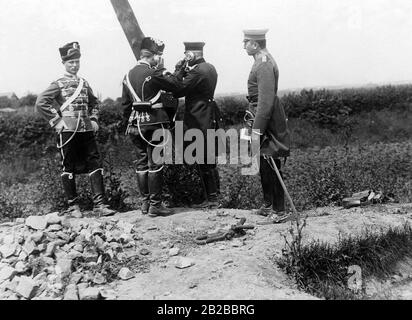 Das Königlich-Preussische Telegraphen-Bataillon Nr. 1 bei der Arbeit. Undatiertes Foto. Stockfoto