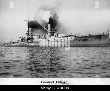 SMS Kaisein war das dritte Schiff der Kaiser-Klasse, einer Klasse von fünf Dreadnoughts der Kaiserlichen Marine. Stockfoto
