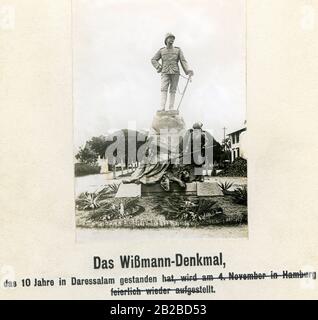 Denkmal für den deutschen Entdecker und Kolonialbeamten Hermann von Wissmann (1853-1905) in der Hauptstadt des deutschen Ostafrikas dar es Salaam im heutigen Tansania. Stockfoto