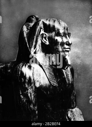 Diorit-Statue von Khafre, König der 4. Dynastie im Alten Königreich in Ägypten (um 2500 v. Chr.) (Undatiertes Foto). Stockfoto