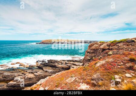 Malerischer Blick auf die zerklüftete Küstenlinie von Kangaroo Island, South Australia Stockfoto