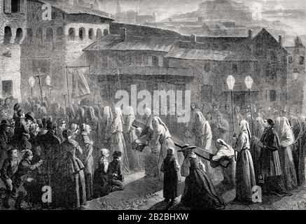 Jubilè du Puy-en-Velay, das Jubiläum von Puy-en-Velay, Karwoche Prozession, Frankreich, 19. Jahrhundert Stockfoto