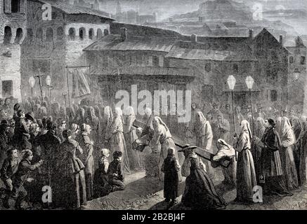 Jubilè du Puy-en-Velay, das Jubiläum von Puy-en-Velay, Karwoche Prozession, Frankreich, 19. Jahrhundert Stockfoto