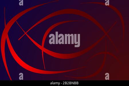 Abstrakte rote Formen auf dem Hintergrund des rot-blauen Farbverlaufs. Stockfoto