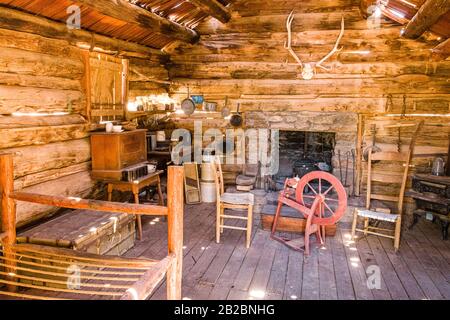 Pioneer Living History Museum: Ashurst Cabin Interior Stockfoto