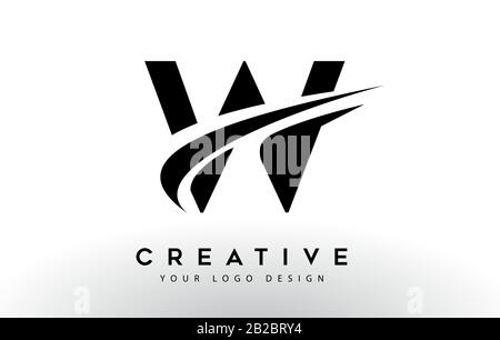 Kreatives W Letter Logo Design mit Swoosh Icon Vector Illustration. Stock Vektor