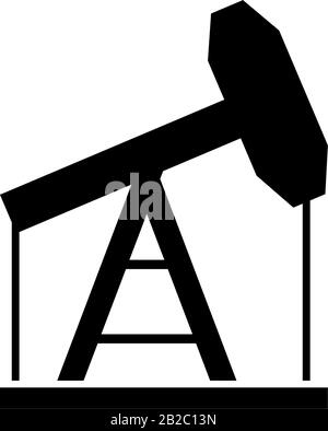 Pumpjack, Rig Platform, Ölindustrie. Abbildung Des Symbols "flacher Vektor". Einfaches schwarzes Symbol auf weißem Hintergrund. Pumpjack, Rig Plattform, Ölindustrie sig Stock Vektor