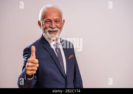 Porträt eines glücklichen und erfolgreichen leitenden Geschäftsmannes. Stockfoto