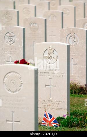 Bayeux Kriegsfriedhof - Britischer Friedhof, Zweiter Weltkrieg, Bazenville, Calvados, Normandie, Frankreich, Europa Stockfoto