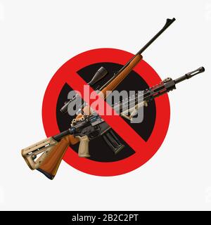 Kein Schild mit rotem Waffenkreis Stock Vektor