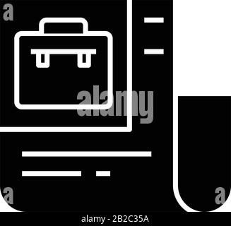 Schwarzes Symbol für Arbeitsvertrag, Konzeptabbildung, Vektor-Flachsymbol, Glyph-Zeichen. Stock Vektor