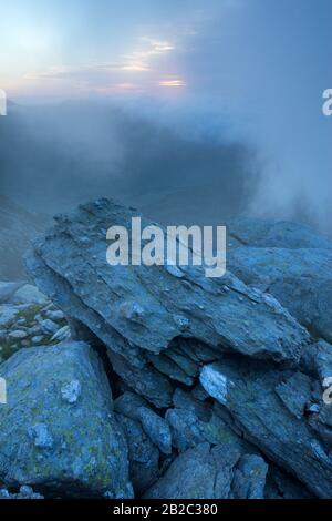 Berglandschaft in den Glyderau Bergen über dem Ogwen Valley, Snowdonia, Nordwales, Großbritannien Stockfoto