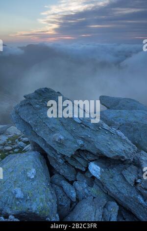 Berglandschaft in den Glyderau Bergen über dem Ogwen Valley, Snowdonia, Nordwales, Großbritannien Stockfoto