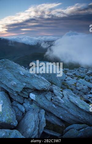 Berglandschaft in den Glyderau Bergen über dem Ogwen Valley, Snowdonia, Nordwales, Großbritannien Stockfoto