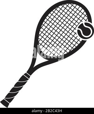 Tennisschläger mit Kugelschild Symbolvorlage schwarz Farbe editierbar. Tennisschläger mit Kugelzeichen Symbol Infinity Symbol Symbol Symbol Flat Vector Illustration Stock Vektor
