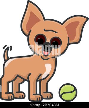 Hundewelpe mit Tennisball und Flügel-Vektor-Illustration für PuppyDay am 23. März Vereinzeltes, Verspieltes glückliches Haustiersymbol. Stock Vektor