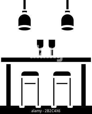 Küche enthält schwarzes Symbol, Konzeptabbildung, Vektor-Flachsymbol, Glyph-Zeichen. Stock Vektor