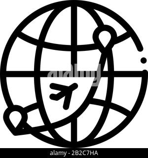 International World Flight Icon Thin Line Vector Stock Vektor