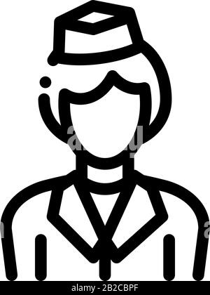 Stewardess Woman Silhouette Icon Thin Line Vector Stock Vektor