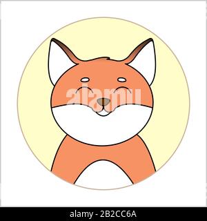 Fox. Runde Ikone mit einem Lächelnden Rotfuchs. Moderne flache Vektorgrafiken auf weißem Hintergrund. Stock Vektor