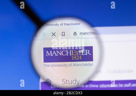 Los Angeles, Kalifornien, USA - 3. März 2020: Homepage der Website der University of Manchester auf dem Bildschirm zu Sehen, Illustrative Editorial Stockfoto