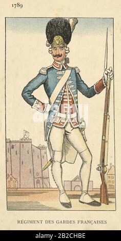 Soldat des französischen Garderegiments (Regiment des Gardes francaises) Ende des 18 Stockfoto