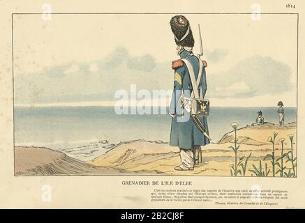 Napoleon im Exil auf Elba. Grenadier de L'ile d'elbe, Grenadier von der Insel Elba. Stockfoto