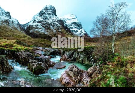 Schöne bunte Glencoe, Hochland, Schottland, Großbritannien. Stockfoto