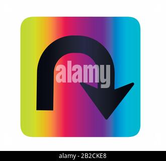 Schaltfläche mit dem Pfeil nach unten für den flachen Vektor Stock Vektor