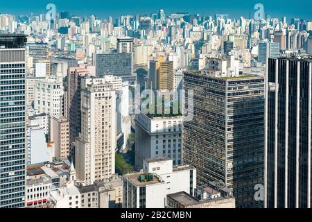 Panoramablick auf die Innenstadt von Sao Paulo, Brasilien, Südamerika Stockfoto