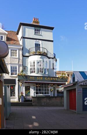 Blick auf das historische öffentliche Haus Sir Garnet by Gentleman's Walk, Norwich, Norfolk, England, Großbritannien, Europa. Stockfoto