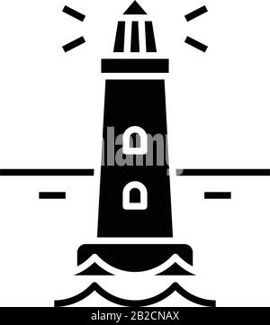 Leuchtturm-Symbol, Konzeptdarstellung, Vektor-Flachsymbol, Glyph-Zeichen. Stock Vektor