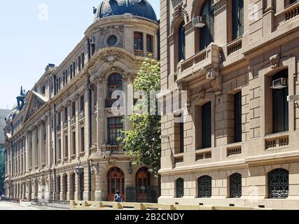 Bolsa de Comercio, Santiago Stock Exchange, SSE, Altbau im französischen Stil, 1917, Trianglar, Chile; Santiago; Südamerika; Sommer Stockfoto