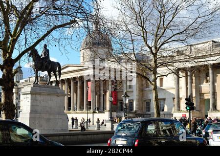 Außenansicht der Nationalgalerie, Trafalgar Square, Central London England UK Stockfoto