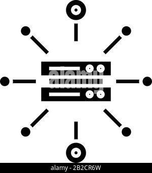 Link System schwarz Symbol, Konzeptabbildung, Vektor-Flachsymbol, Glyph-Zeichen. Stock Vektor