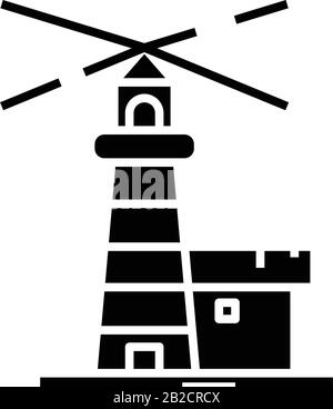 Leuchtturm-Symbol, Konzeptdarstellung, Vektor-Flachsymbol, Glyph-Zeichen. Stock Vektor